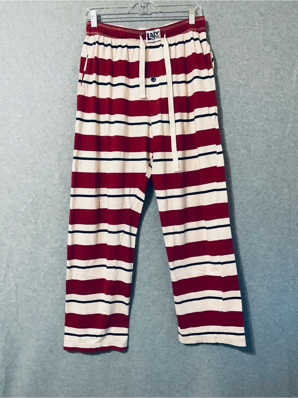Lazy One Red ,Cream  and GreenStriped Men Pajama Pants Sz L